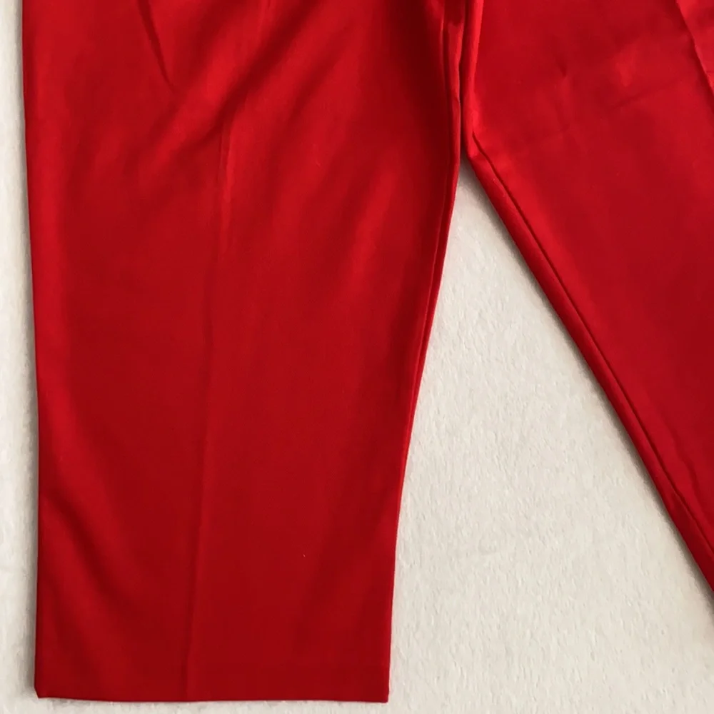 {VTG} The Frog Pond | 80s Embroidered Flags High Waisted Pleated Capri Pants Red - Picture 6 of 16